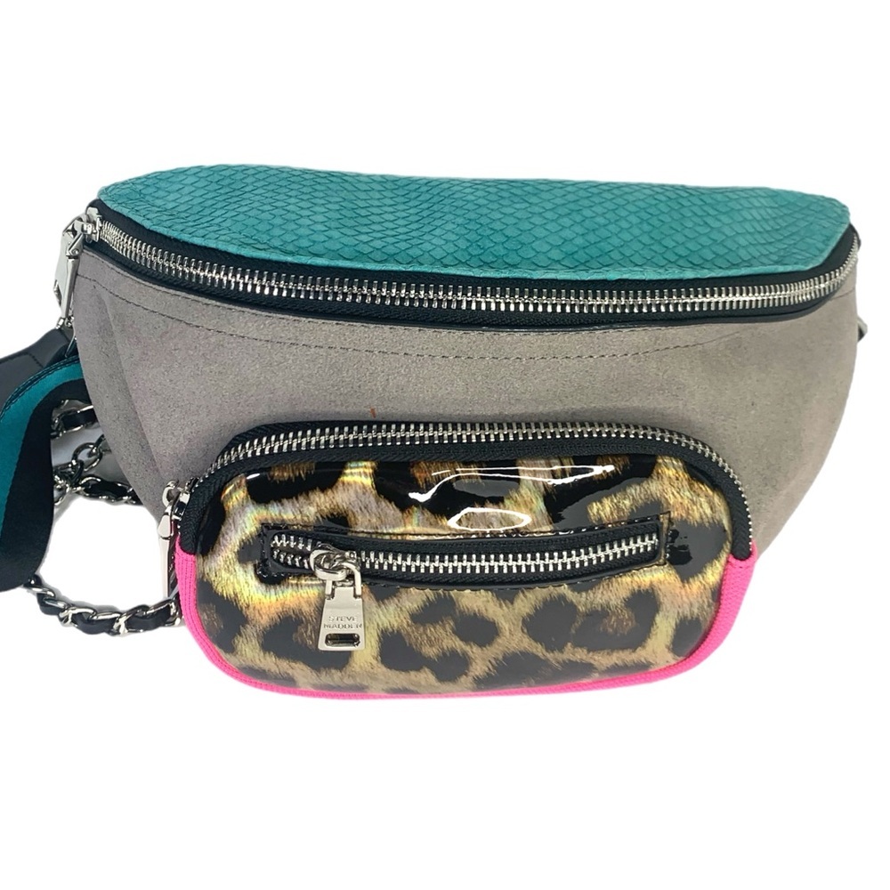 Steve Madden Turquoise and Leopard Crossbody Bag - Picture 4 of 9